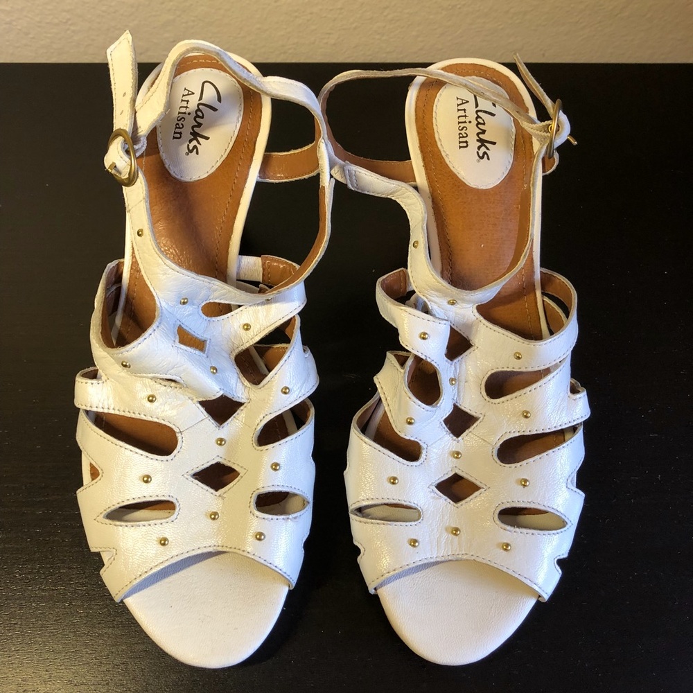 Clarks Artisan Leather  Cork Wedge Sandals!